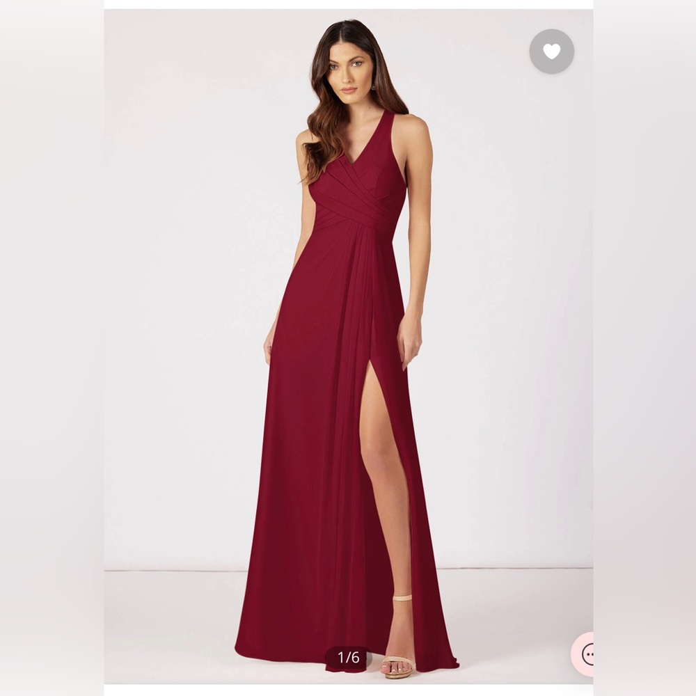 Azazie bridesmaid gown Danica in burgundy. Size A2